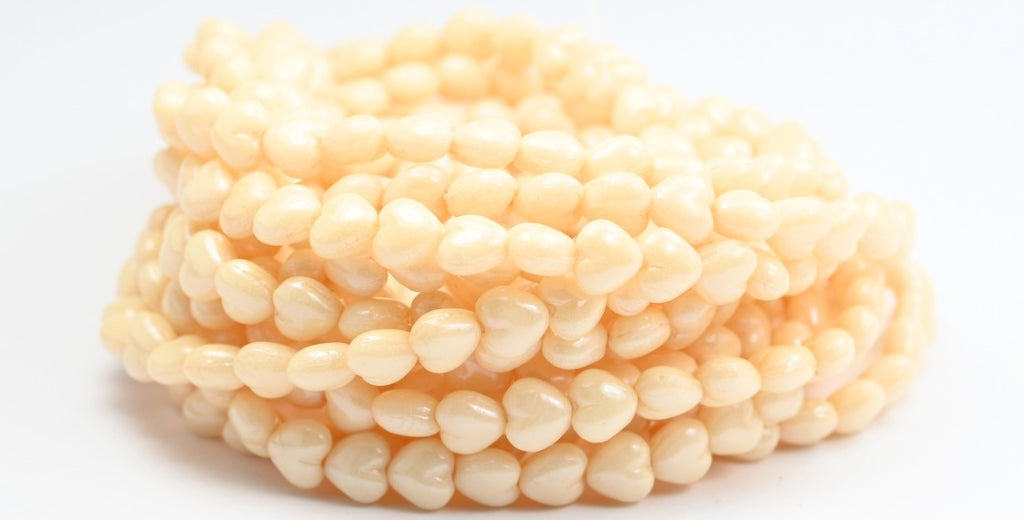 ハート型プレスガラスビーズ、ホワイトラスターブラウンフルコーティング(02010-14413)、ガラス、チェコ共和国