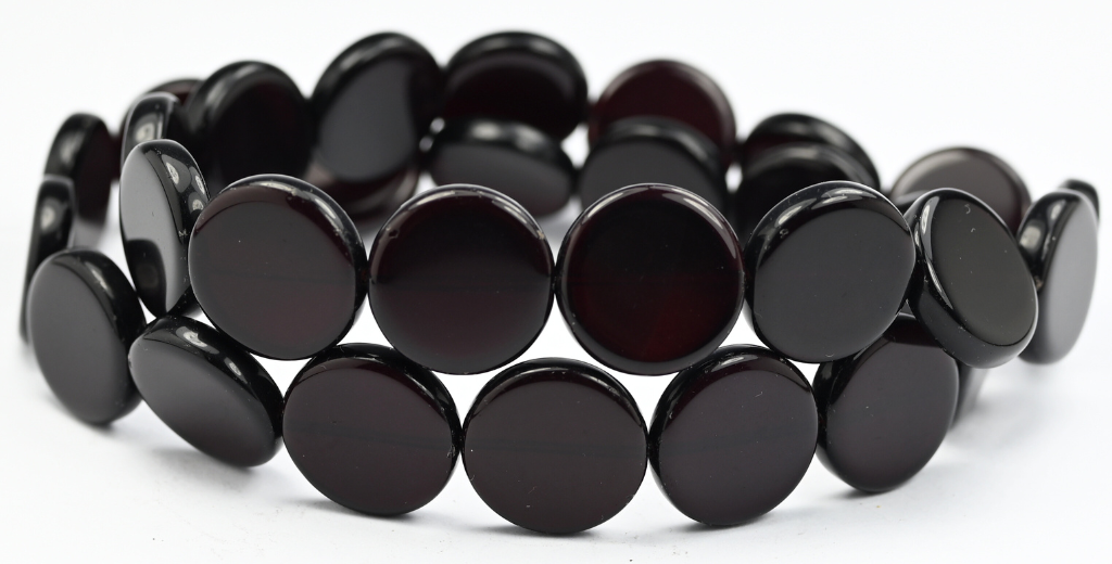 扁平圆形硬币压制玻璃珠,透明红色(90110),玻璃,捷克共和国