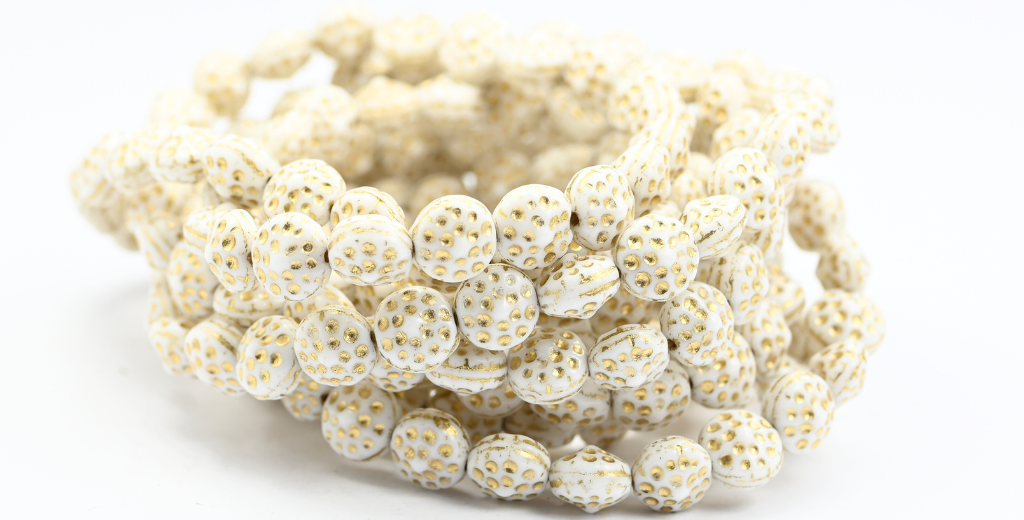 OUTLET 10 grams Pressed Beads, White Gold Lined (02010-54202), Glass, Czech Republic