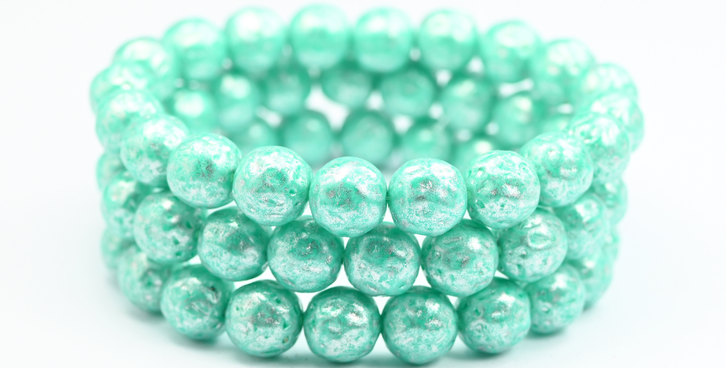 圆形压制玻璃珠 橙色水果,浅绿松石色 34301 (34309-34301),玻璃,捷克共和国