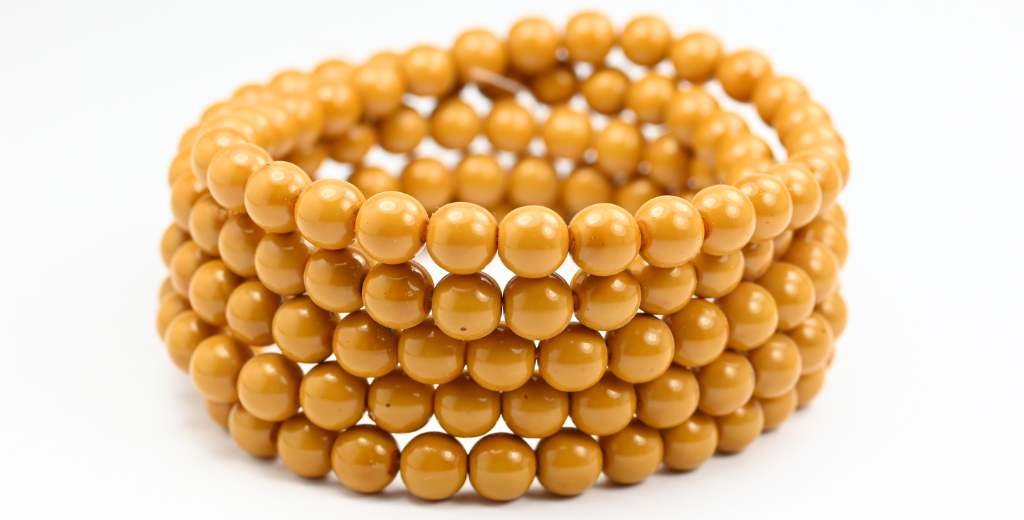 丸型プレスガラスビーズ Druck、ブラウンワックス 2 (BROWN-WAX-2)、ガラス、チェコ共和国