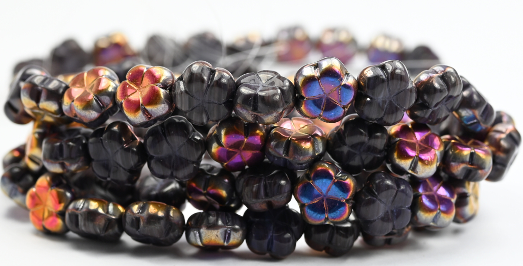 5枚の花びらの押し花ビーズ、ブラウンスリペリット(13500-29500)、ガラス、チェコ共和国