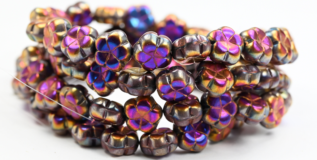 5 瓣花压珠,棕色 Sliperit 2X (13500-29500-2X),玻璃,捷克共和国