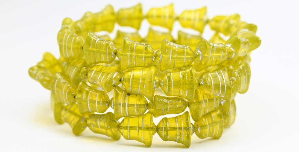 Flat Bell Beads, Transparent Yellow Silver Lined (80020-54201), Glass, Czech Republic
