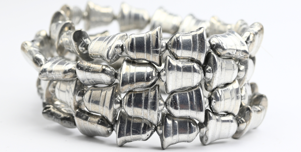 フラットベルビーズ、クリスタルクリスタルシルバーハーフコーティング2X(00030-27001-2X)、ガラス、チェコ共和国