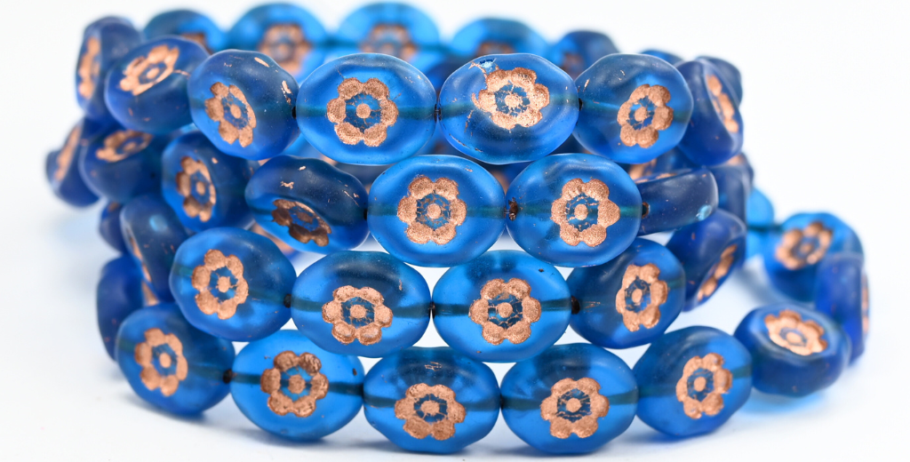 アウトレット 10グラム 2つのベルビーズ、14 x 11 mm、透明アクアマット銅裏地(60080-84100-54200)、ガラス、チェコ共和国