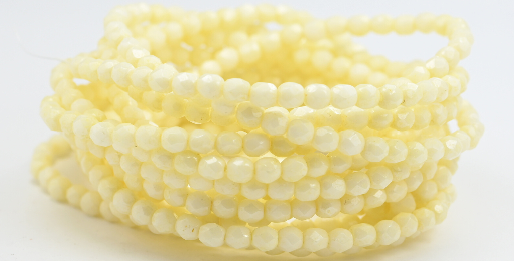 火抛光圆形刻面珠,白色光泽乳白色(02010-14401),玻璃,捷克共和国