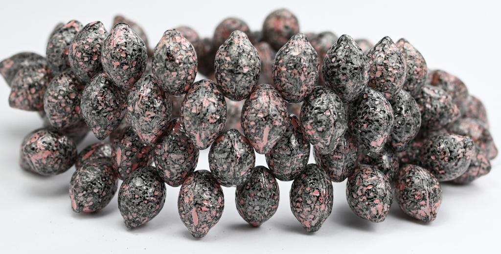 レモンフルーツプレスガラスビーズ、ラバピンク(LAVA-PINK)、ガラス、チェコ共和国