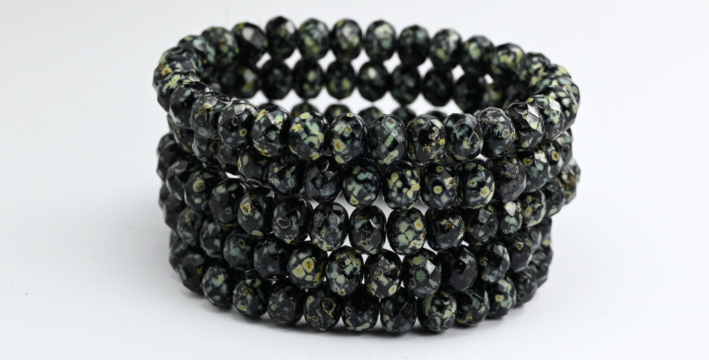 多面特殊切割圆珠火抛光珠,黑色毕加索 (23980-43400),玻璃,捷克共和国