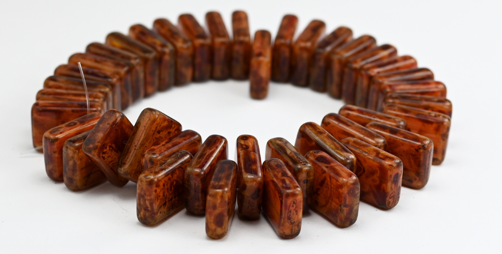 Pressed Beads, Green Purple Travertin (95000-86800), Glass, Czech Republic