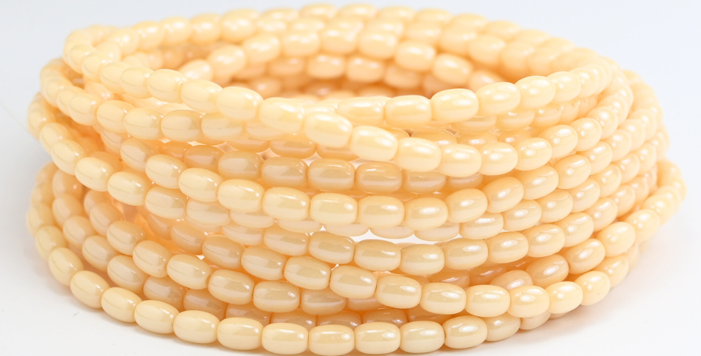 オリーブオーバルプレスガラスビーズ、ホワイトラスターブラウンフルコーティング(02010-14413)、ガラス、チェコ共和国