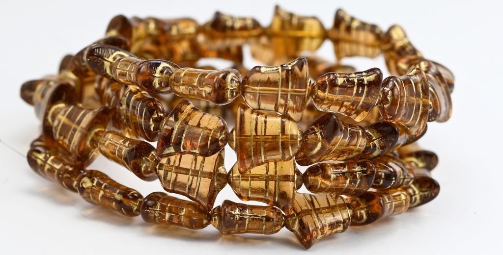 扁铃珠,透明棕金内衬(10210-54202),玻璃,捷克共和国