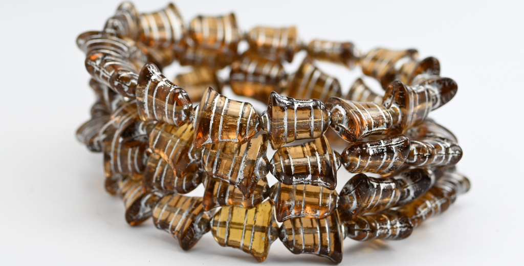 Flat Bell Beads, Transparent Brown Silver Lined (10210-54201), Glass, Czech Republic