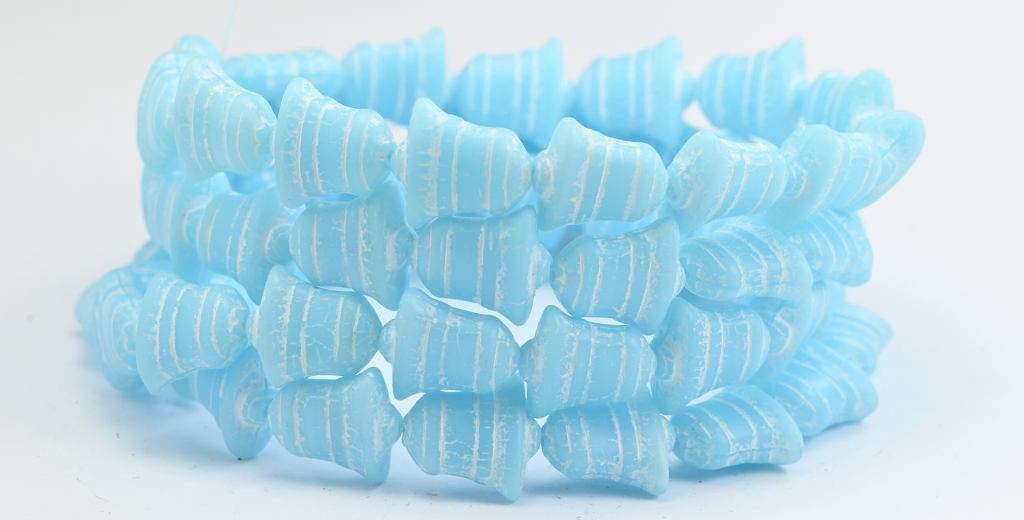 OUTLET 10 grams Flat Bell Beads, Blue White Lined (63000-46401), Glass, Czech Republic
