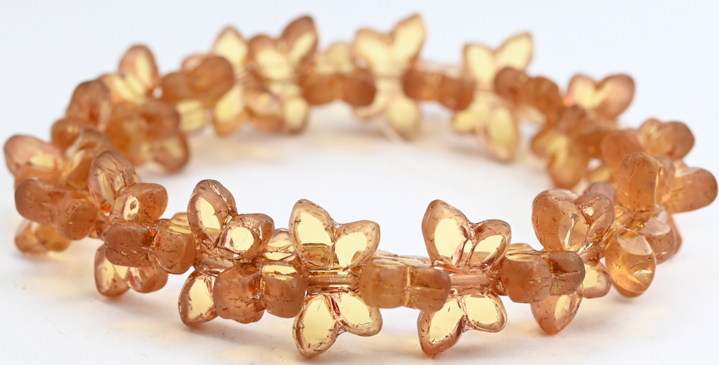 アウトレット 5グラム テーブルカットバタフライビーズ、20 x 12 mm、透明ライトトパーズイエローラスターレッドフルコーティング(10020-14495)、ガラス、チェコ共和国