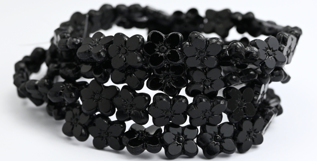 テーブルカットフラワービーズ リナム、ブラック(23980)、ガラス、チェコ共和国