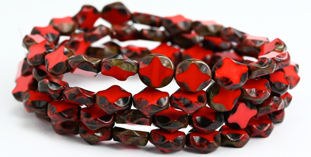 OUTLET 10 grams Table Cut Oval Beads, 9 x 8 mm, Opaque Red Travertin (93200-86800), Glass, Czech Republic