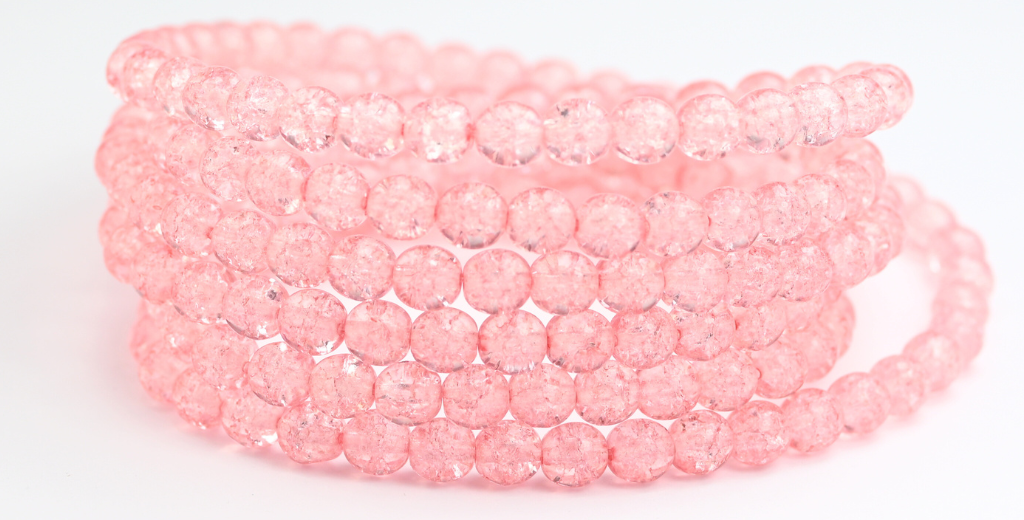 丸型プレスガラスビーズ Druck、ライトピンククラック(34304-CRACK)、ガラス、チェコ共和国