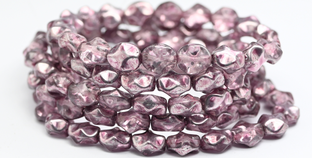 大形珠子,水晶水晶银半涂层浅紫红色(00030-27001-34306),玻璃,捷克共和国