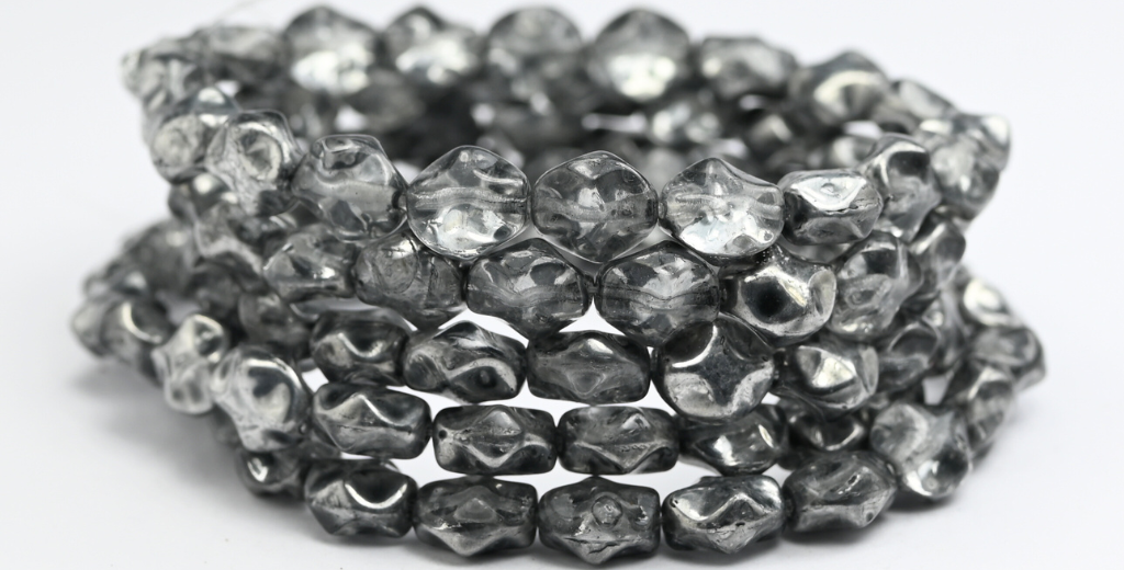 大形珠子,水晶水晶银半涂层浅灰色(00030-27001-34311),玻璃,捷克共和国