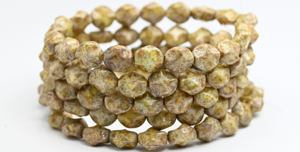 Big Shaped Beads, White Senegal Green (02010-15657), Glass, Czech Republic