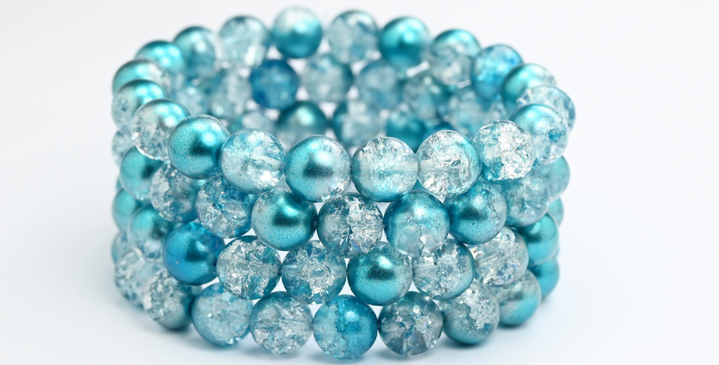 Round Pressed Glass Beads Druck, Crystal 48024 Crack (00030-48024-CRACK), Glass, Czech Republic