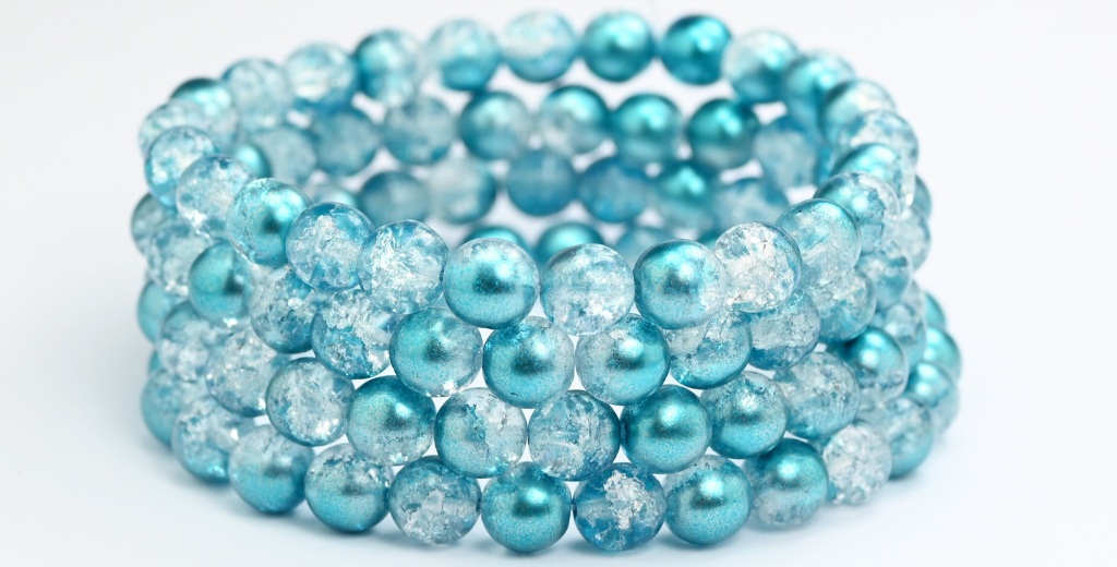 丸型プレスガラスビーズ Druck、クリスタル 48024 クラック (00030-48024-CRACK)、ガラス、チェコ共和国