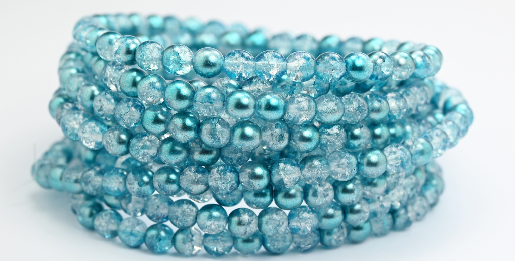 丸型プレスガラスビーズ Druck、クリスタル 48024 クラック (00030-48024-CRACK)、ガラス、チェコ共和国