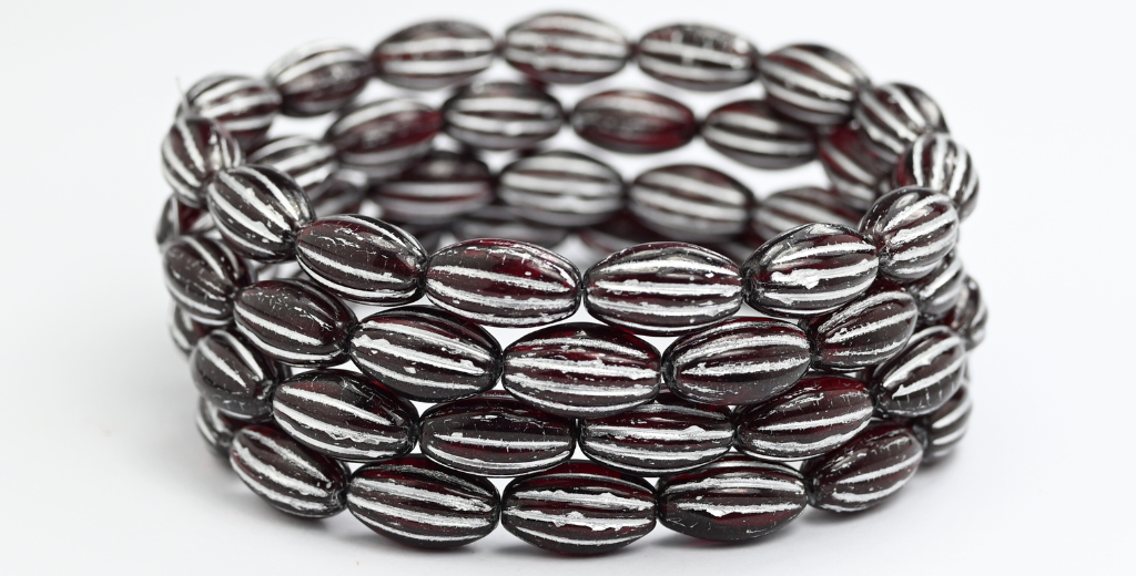 椭圆形瓜珠,透明红色银衬里(90090-54201),玻璃,捷克共和国