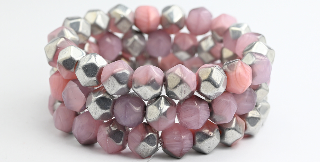 不规则圆珠,蛋白石粉晶银半涂层(72010-27001),玻璃,捷克共和国