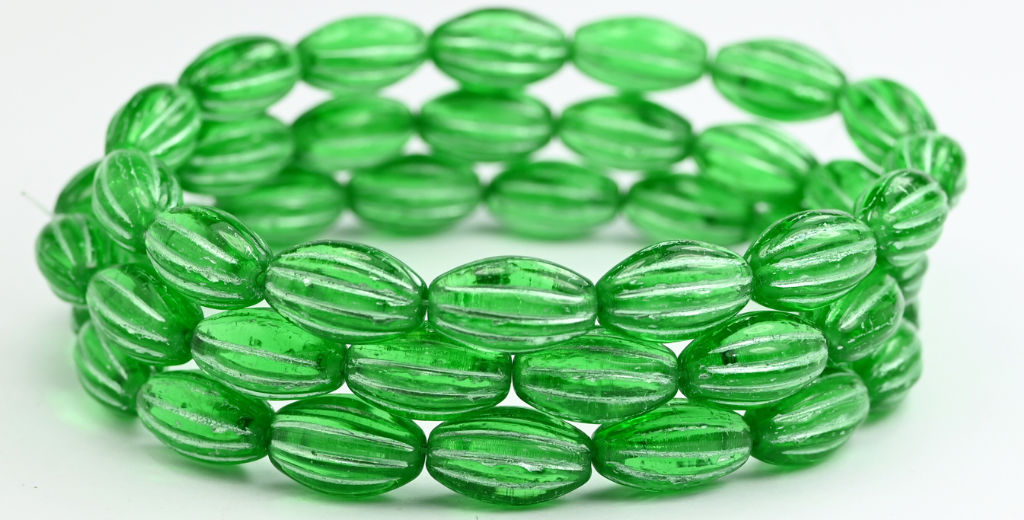 椭圆形瓜珠,50600 蓝色内衬 (50600-54323),玻璃,捷克共和国