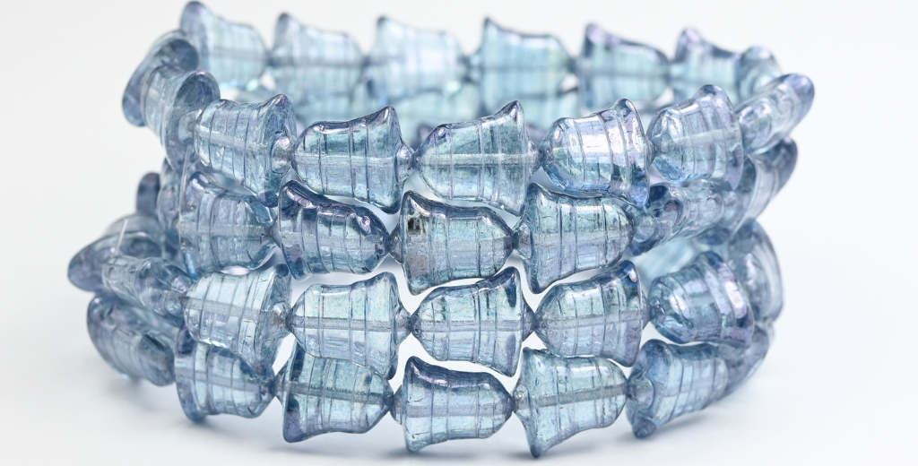 奥特莱斯 10克扁平铃铛珠,14 x 13毫米,水晶光泽蓝色全涂层(00030-14464),玻璃,捷克共和国