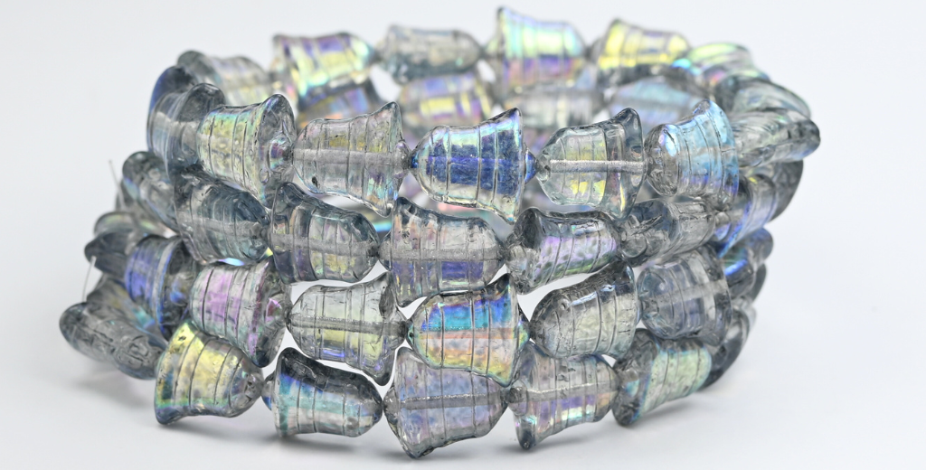 フラットベルビーズ、クリスタルライトグレーAb(00030-34311-AB)、ガラス、チェコ共和国