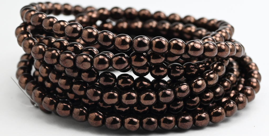 丸型プレスガラスビーズ Druck、ブロンズ (14415)、ガラス、チェコ共和国