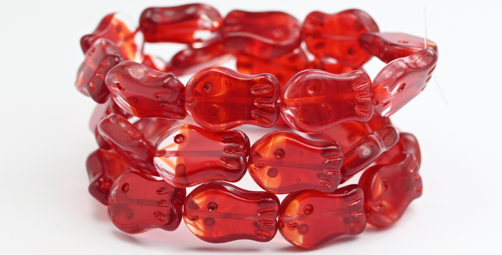 シンプルな魚のプレスガラスビーズ、3090080 54327 (0003090080-54327)、ガラス、チェコ共和国