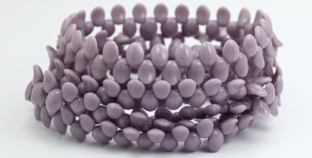 リーフタンプレスガラスビーズ、不透明アメジスト(23010)、ガラス、チェコ共和国