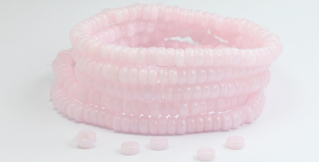 扁平圆轮压制玻璃珠,蛋白石粉红 (71000),玻璃,捷克共和国