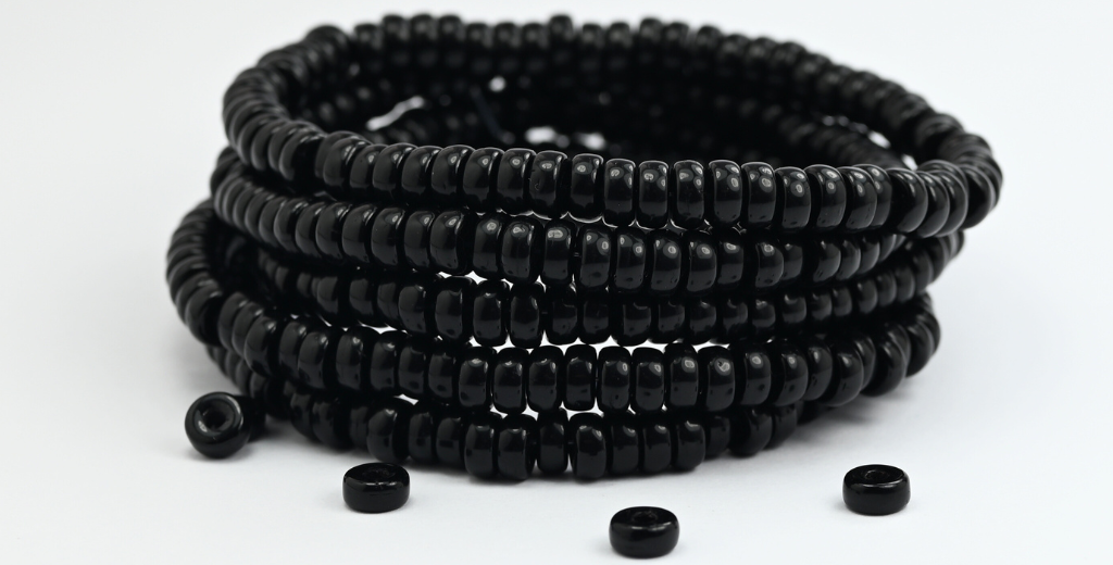 扁平圆轮压制玻璃珠,黑色(23980),玻璃,捷克共和国