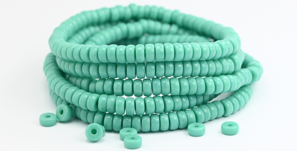 扁平圆轮压制玻璃珠,绿松石色 (63130),玻璃,捷克共和国