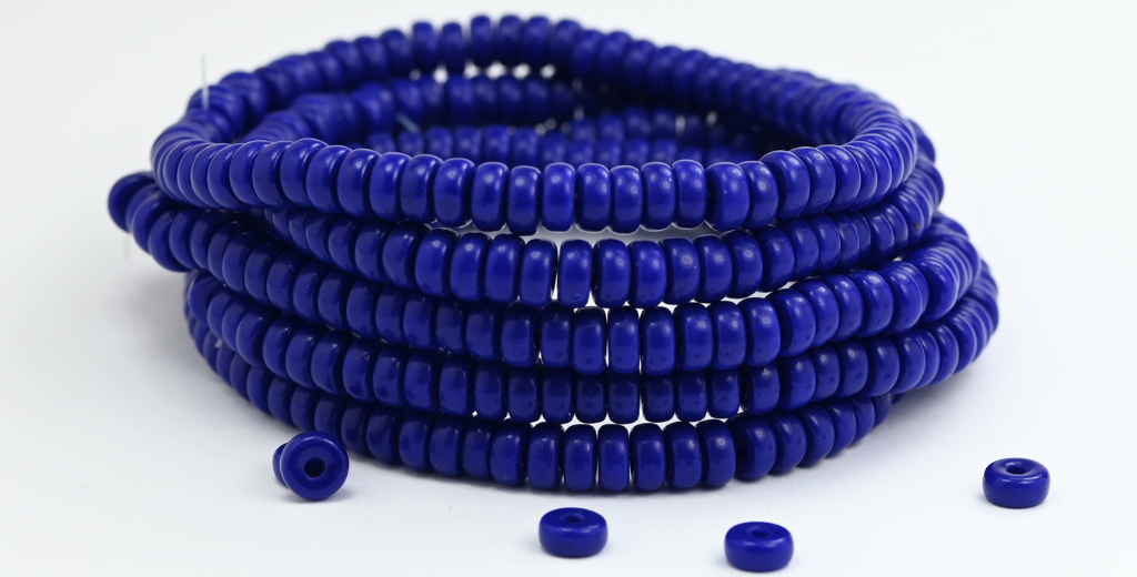 扁平圆轮压制玻璃珠,不透明蓝色 (33070),玻璃,捷克共和国