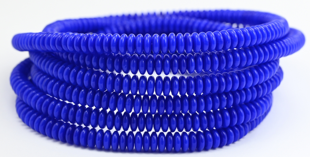 Flat Round Wheel Pressed Glass Beads, Rich Blue (33060), Glass, Czech Republic