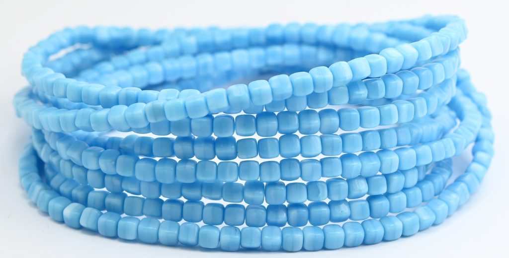 立方体压制玻璃珠,绿松石蓝色(63030),玻璃,捷克共和国