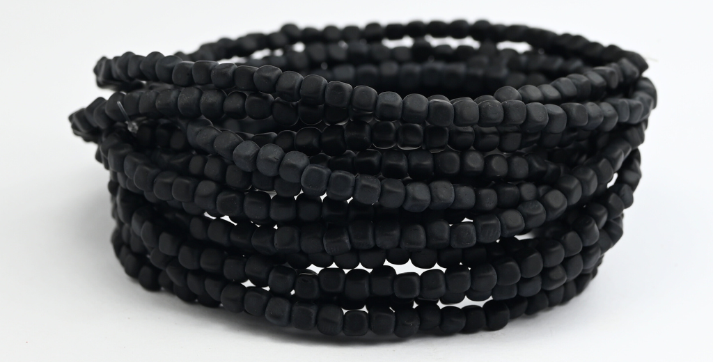 Cube Pressed Glass Beads, Black Matte (23980-M), Glass, Czech Republic
