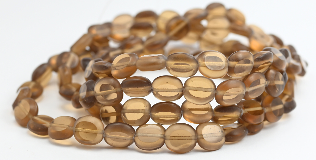 Table Cut Round Candy Beads, Transparent Brown Matte (10200-M), Glass, Czech Republic