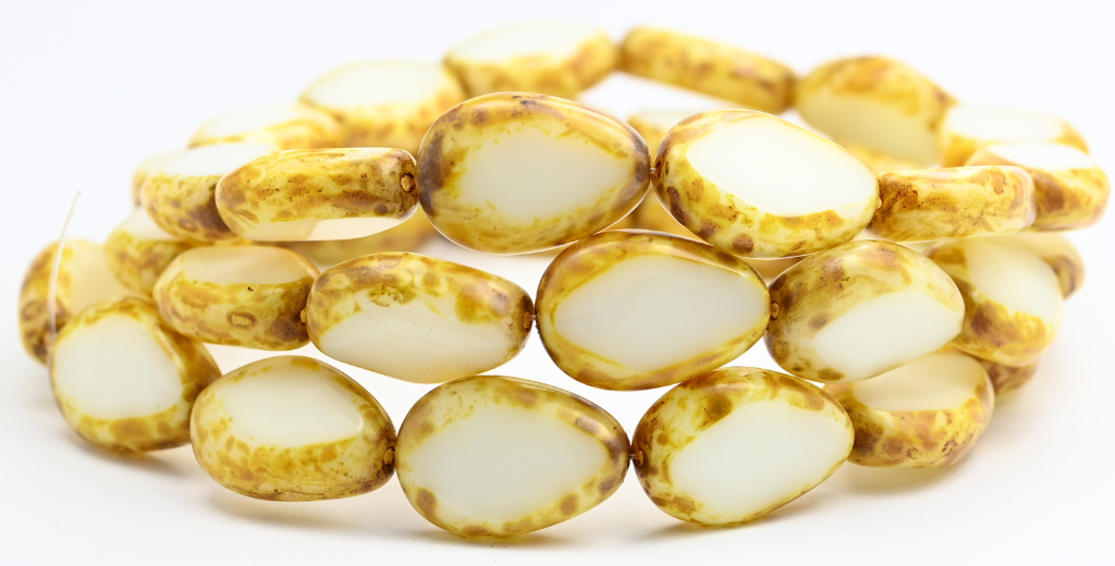 台面切割梨形珠子,米色石灰华(84000-86800),玻璃,捷克共和国