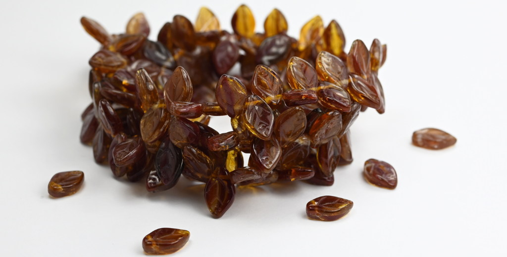 带点的叶压玻璃珠,混合颜色红色托帕石 (MIX-RED-TOPAZ),玻璃,捷克共和国