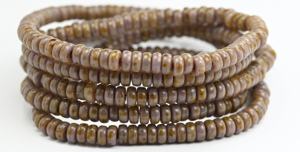 Flat Round Wheel Pressed Glass Beads, Purple Travertin (23020-86800), Glass, Czech Republic