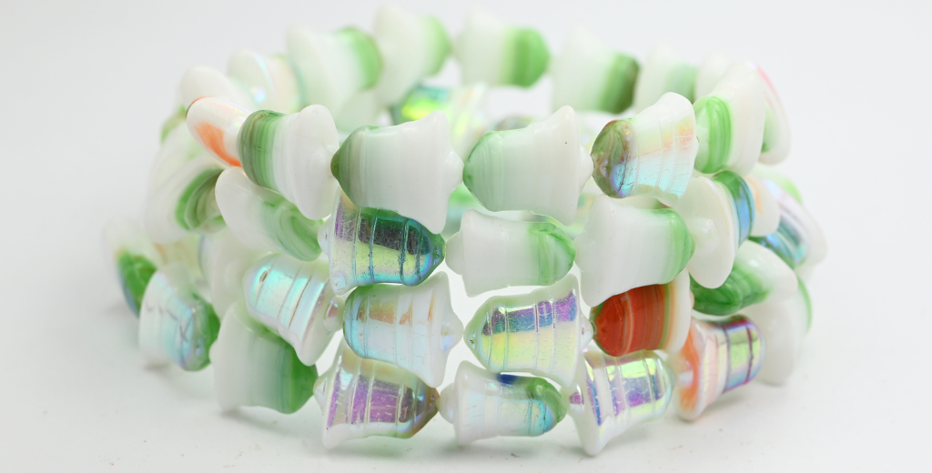 扁铃珠,绿色混色 Ab(GREEN-MIX-AB),玻璃,捷克共和国