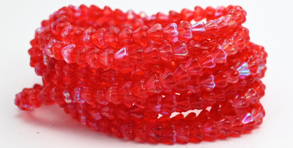 ベルフラワープレスビーズ、ルビーレッドAB(90080-AB)、ガラス、チェコ共和国