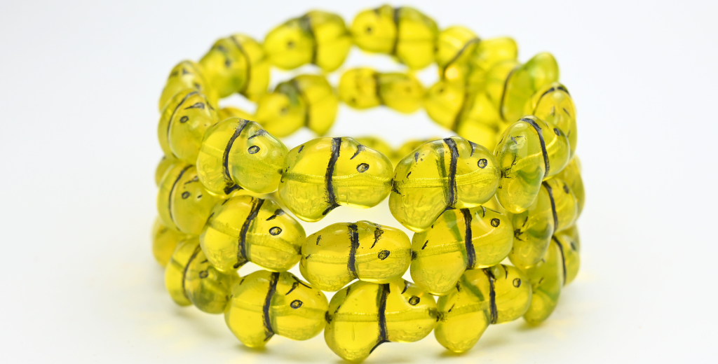Duck Beads, Transparent Yellow 43815 (80020-43815), Glass, Czech Republic ~ STRANDED